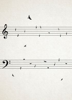 Sheet Music With Birds