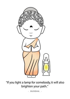 Cute Buddha with a lamp 