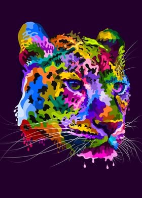 'colorful ceetah heads melt' Poster by peri priatna | Displate