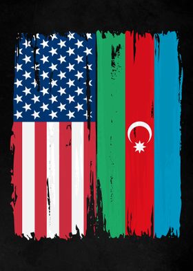 USA Azerbaijan Split Flag