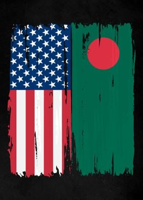 USA Bangladesh Split Flag