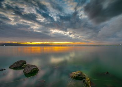 Sunset over the lake 