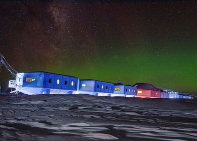 Ice station and aurora