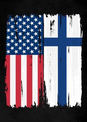 USA Finland Split Flag