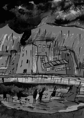 Autumn Rain in Black