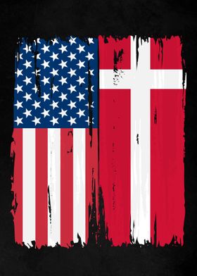 USA Denmark Split Flag