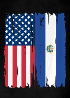 USA El Salvador Split Flag