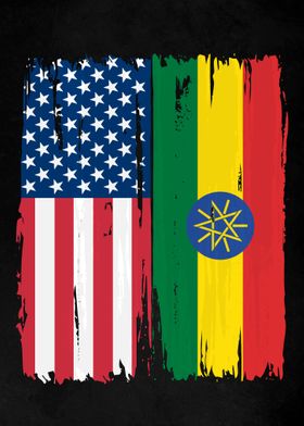 USA Ethiopia Split Flag