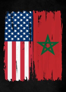 USA Morocco Split Flag