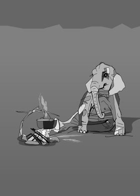elephant by the fire