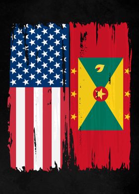 USA Grenada Split Flag