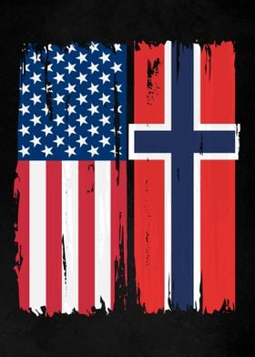 USA Norway Split Flag