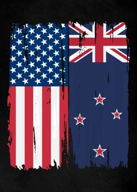 USA New Zealand Split Flag