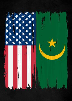 USA Mauritania Split Flag