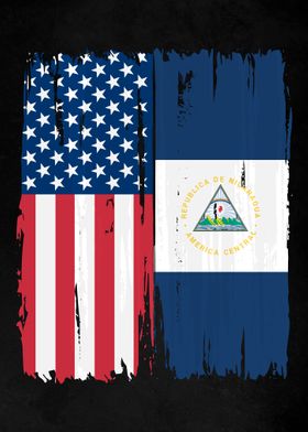 USA Nicaragua Split Flag