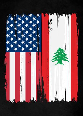 USA Lebanon Split Flag