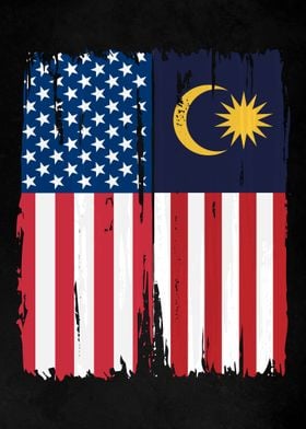 USA Malaysia Split Flag