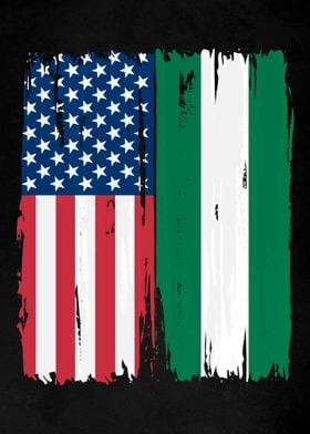 USA Nigeria Split Flag