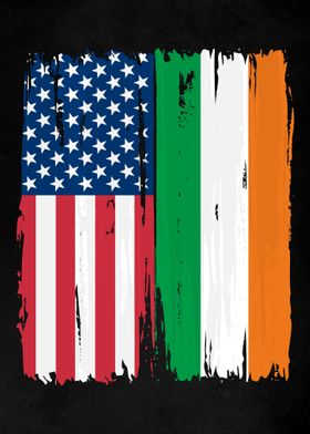 USA Ireland Split Flag