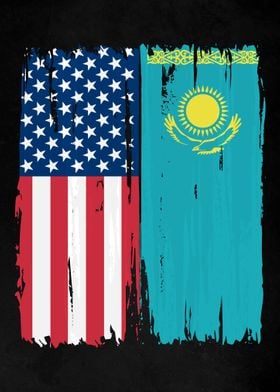 USA Kazakhstan Split Flag