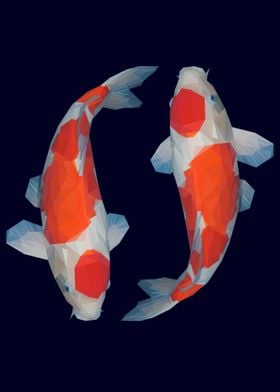 Two Koi in Lowpoly art