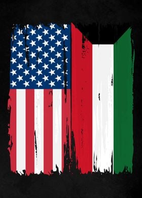 USA Kuwait Split Flag