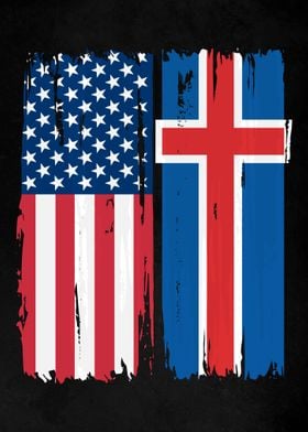 USA Iceland Split Flag