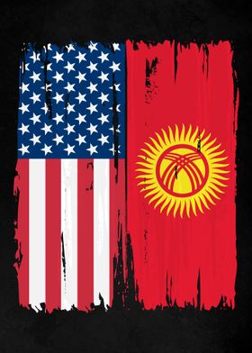 USA Kyrgyzstan Split Flag