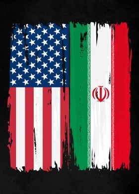 USA Iran Split Flag