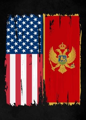 USA Montenegro Split Flag