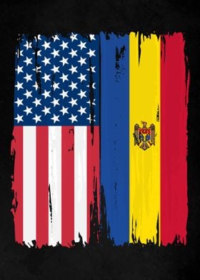 USA Moldova Split Flag