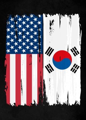 USA South Korea Split Flag