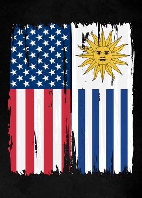 USA Uruguay Split Flag