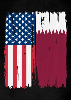 USA Qatar Split Flag