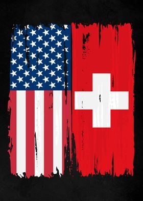 USA Switzerland Split Flag