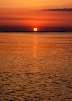 Red Sunrise at the ocean