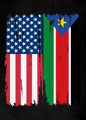 USA South Sudan Split Flag