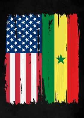 USA Senegal Split Flag