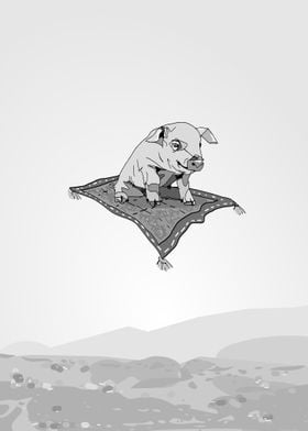 pig on a flying carpet