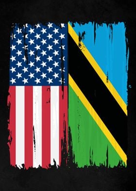 USA Tanzania Split Flag