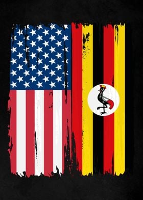 USA Uganda Split Flag