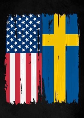 USA Sweden Split Flag