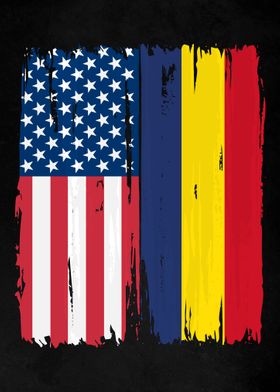 USA Romania Split Flag