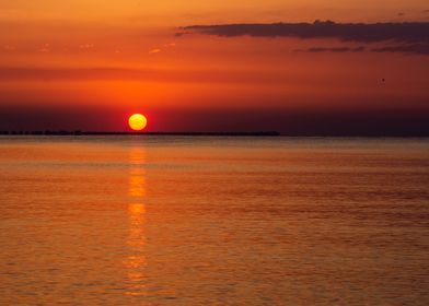 Red Sunrise at the ocean