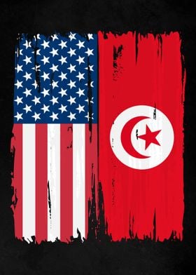 USA Tunisia Split Flag