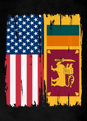 USA Sri Lanka Split Flag