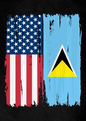 USA Saint Lucia Split Flag