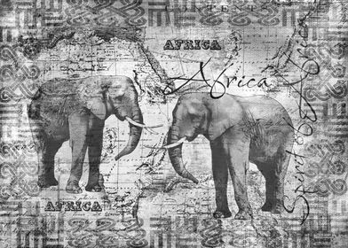Retro African Elephants