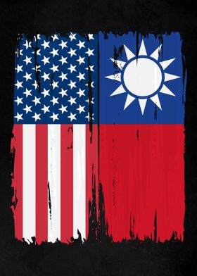 USA Taiwan Split Flag