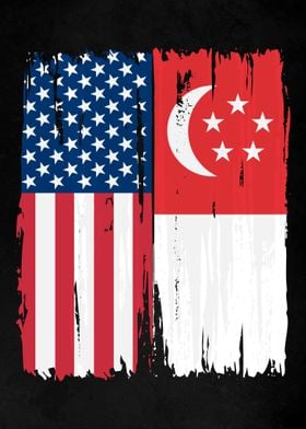 USA Singapore Split Flag